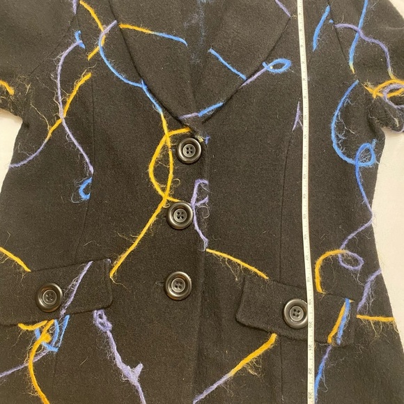 Luciano Dante Jacket Womens Size M Black with Yarn detail 100% Wool Coat black - Picture 7 of 10